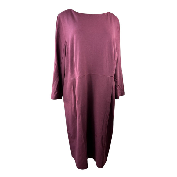 Lafayette 148 New York Sheath Dress 3/4 Sleeve Pleated Berry Womens Plus Size 3X - Picture 12 of 12